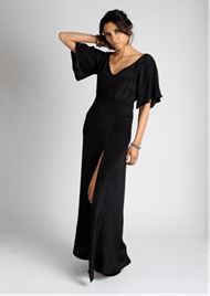 MarchtoJune_NICOLE Black Silk Gown with Slit 348