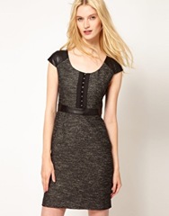 Leather_Kookai Tweed Leather Dress_Black_205.23_Asos